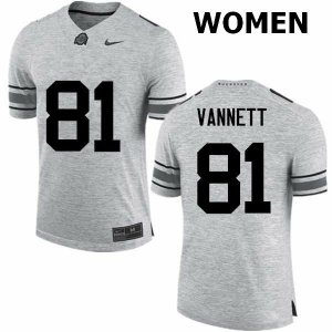 Women's Ohio State Buckeyes #81 Nick Vannett Gray Nike NCAA College Football Jersey Colors TMO7344CX